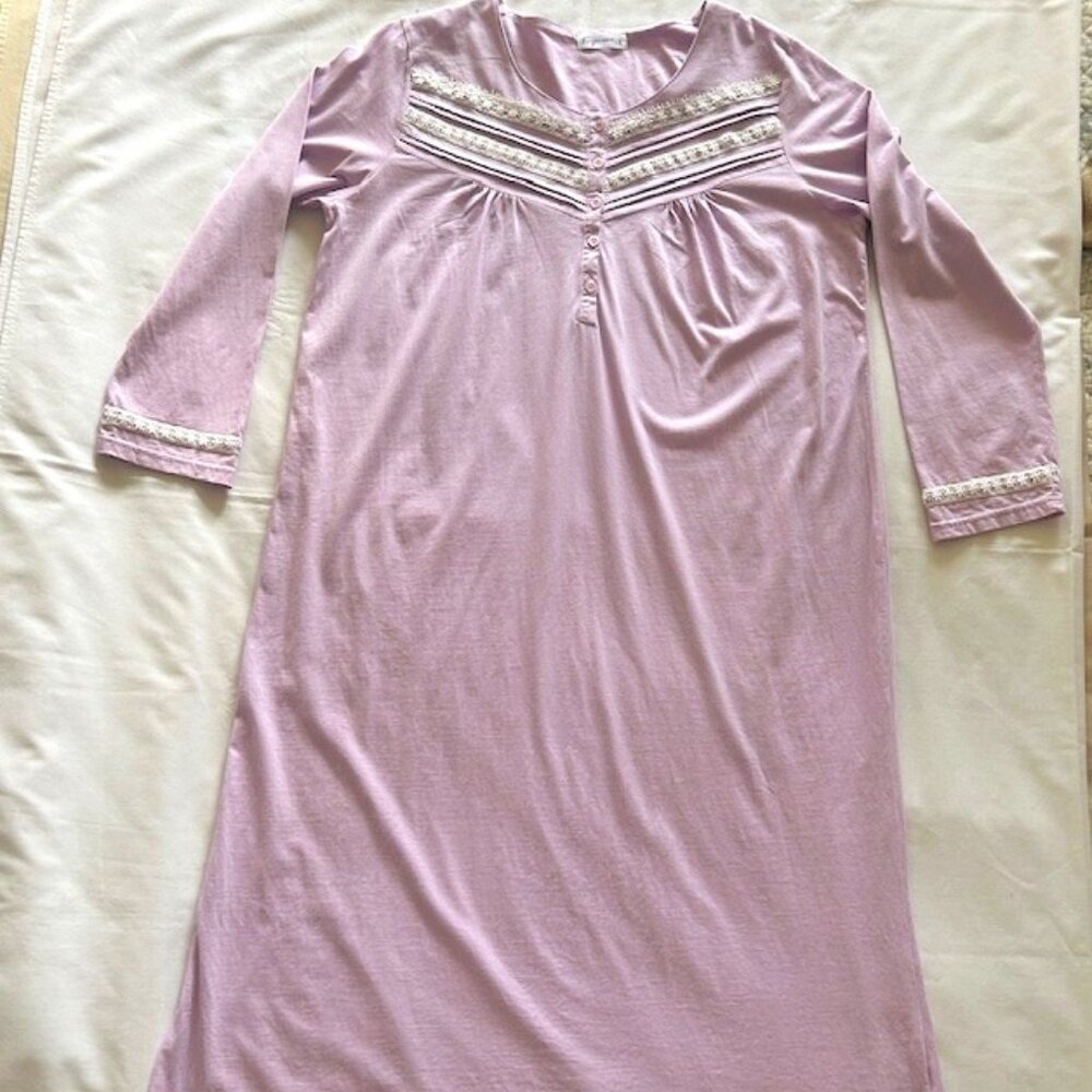 Keyocean Womens Sleepwear L Pink Lavender Lace Full Length read